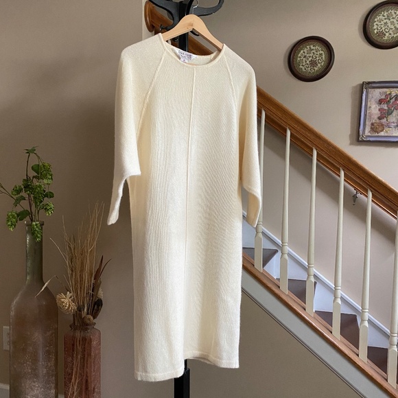 David Hollis Vintage Lambswool Angora Blend Knit Dress in Ivory Size Medium - Picture 1 of 12